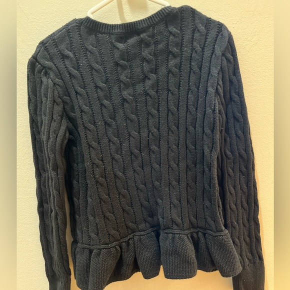Polo by Ralph Lauren Girls Cable-Knit Cotton Peplum Cardigan Black Size M 8-10 - Picture 9 of 10